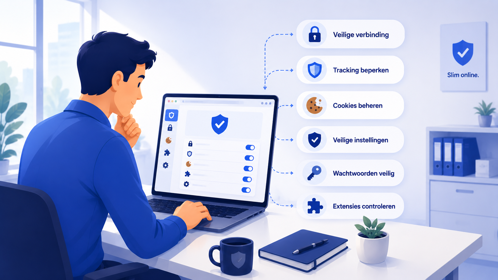 Browservenster met beveiligingsinstellingen en sloticoon