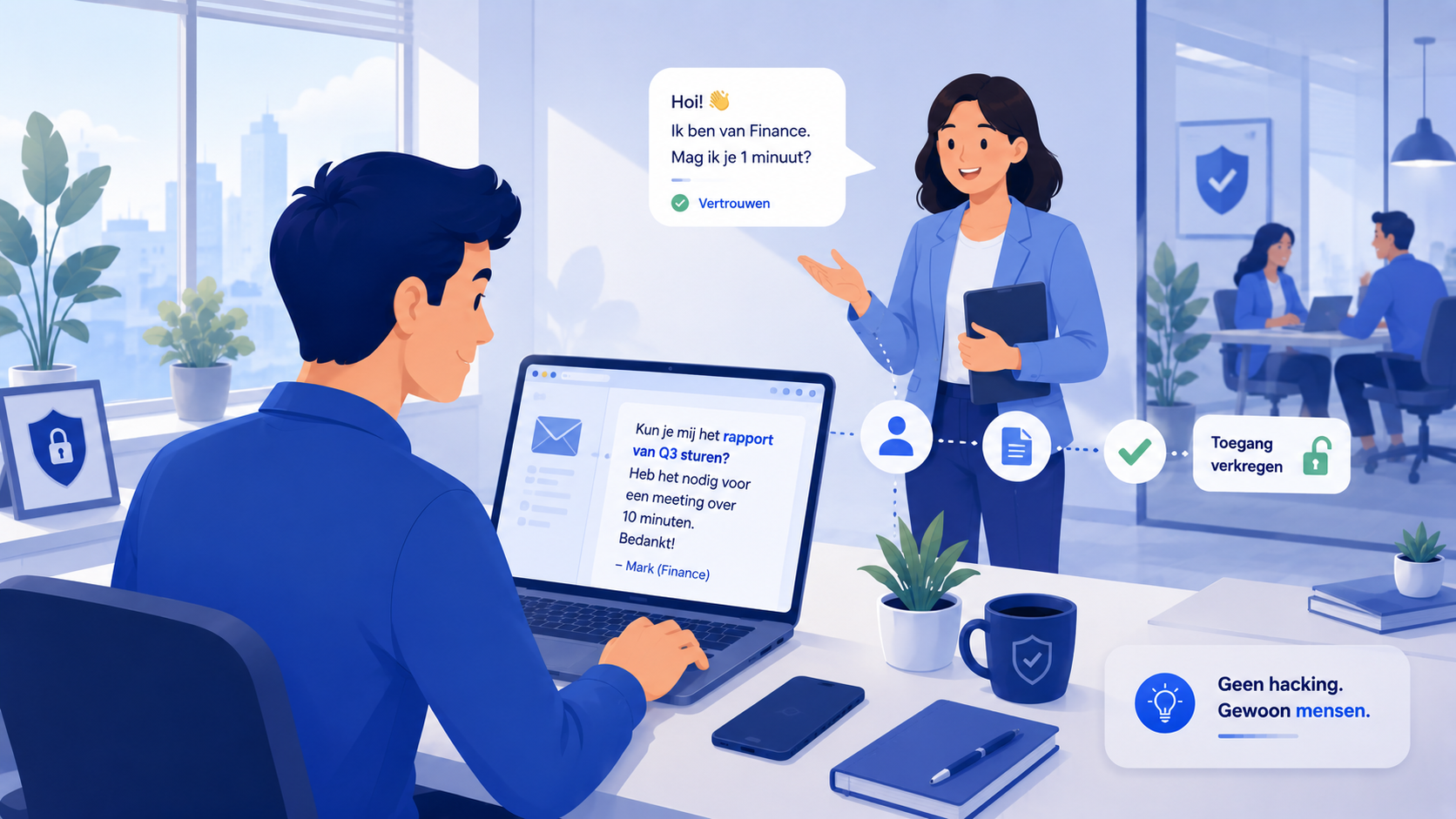 Social engineering aanval via telefoon en e-mail