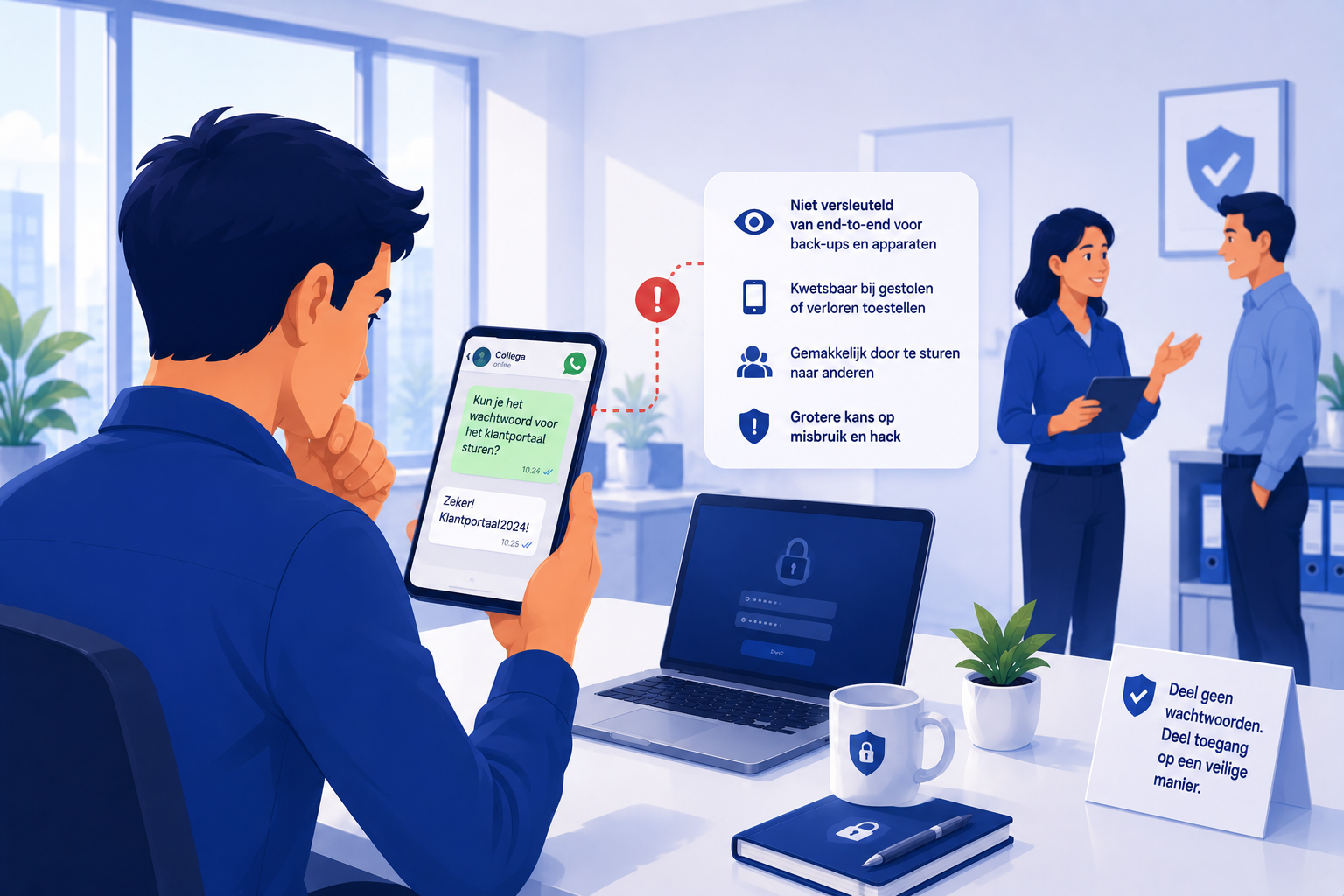 Waarom wachtwoorden delen via WhatsApp riskant kan zijn